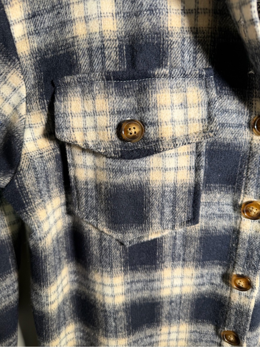 Chic Soul Plaid Button Up Shacket Navy Cream 1XL - Picture 5 of 7